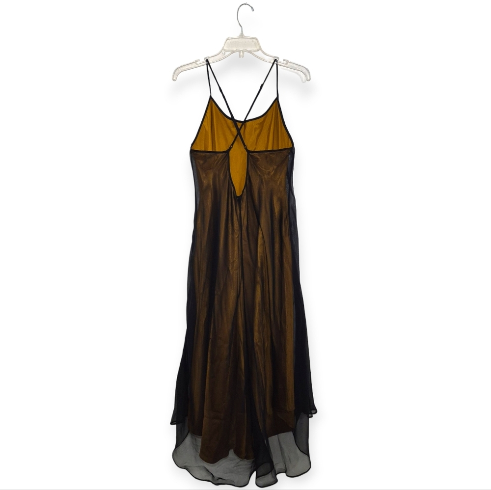 VICTORIA'S SECRET Vintage Black Gold Slip Dress With Cross Straps Large - Picture 2 of 5